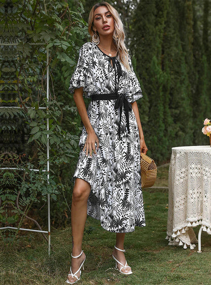 Bohemia Gown with Foliage Chiffon Print