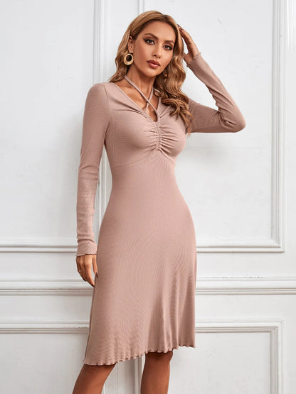 V-NECK DRESS - LONG SLEEVE