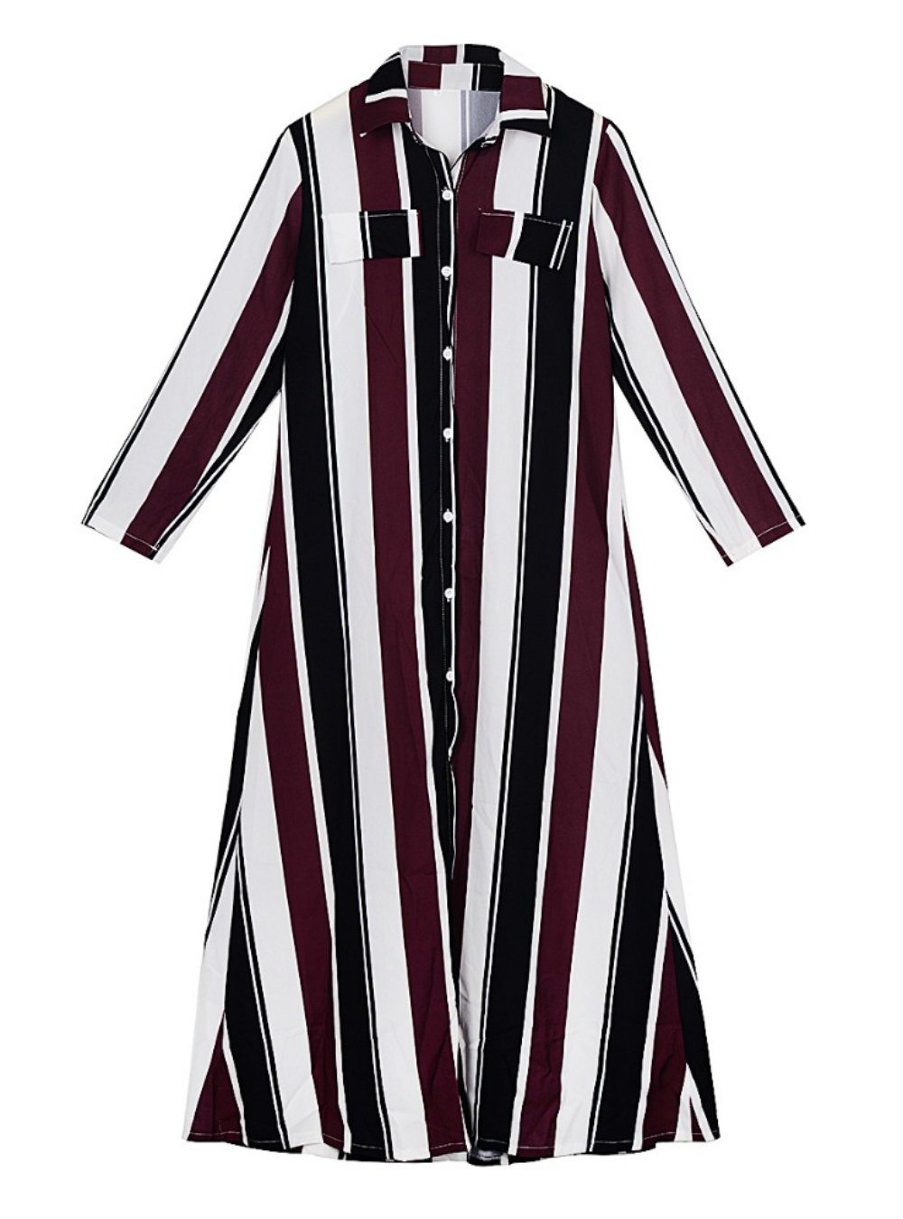 WOMEN AUTUMN SPRING STRIPE MAXI DRESS - LONG SLEEVE