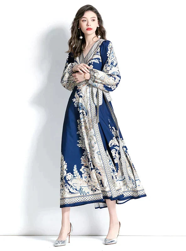 with Gown Patterned Lantern Sleeves