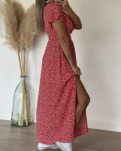 V-neck Maxi Dress with Print