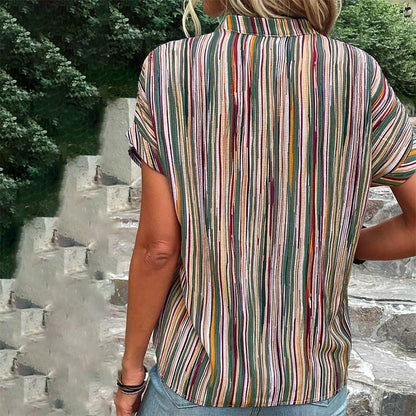 Vintage Striped Casual Blouse