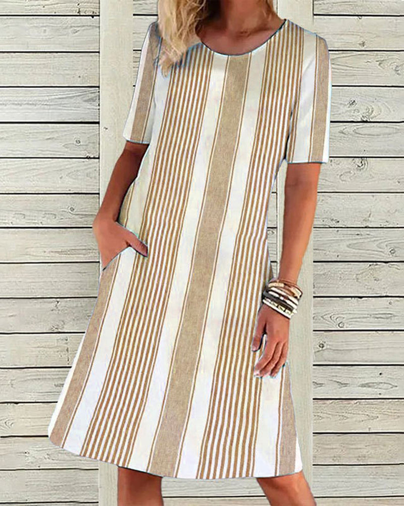 Round Neck Striped Dress