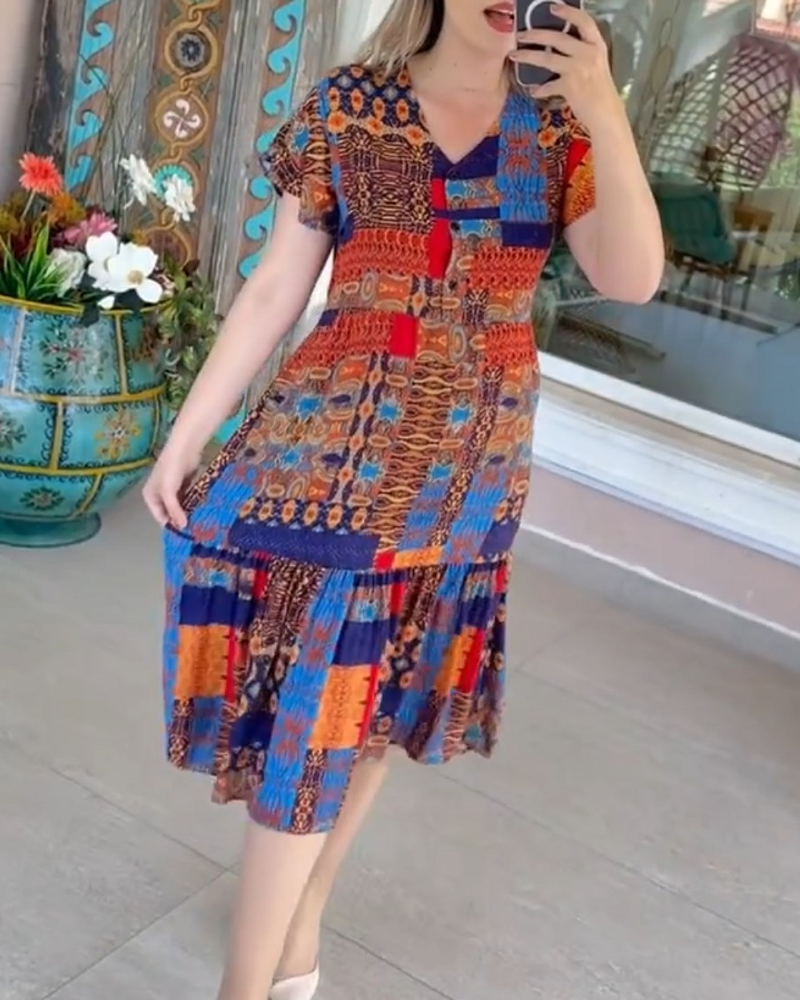 A-Line Midi Dress with Print