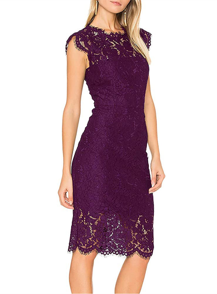 Bodycon Sleeveless Cocktail Dress with Floral Lace for Women