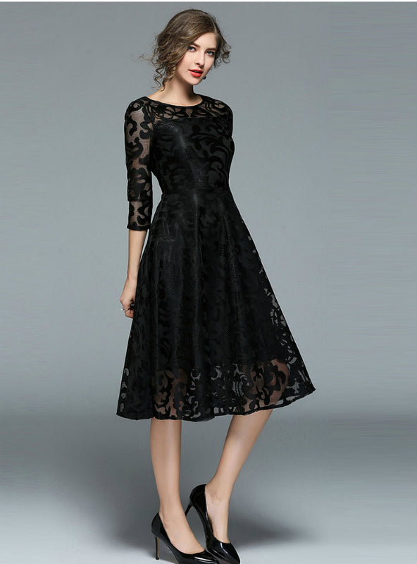 Slim Ladies Party Dress Casual Lace Dresses