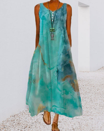 Abstract Print Maxi Dress