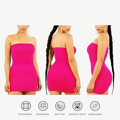 Women's Seamless Strapless Tube Dress - 3 Pack