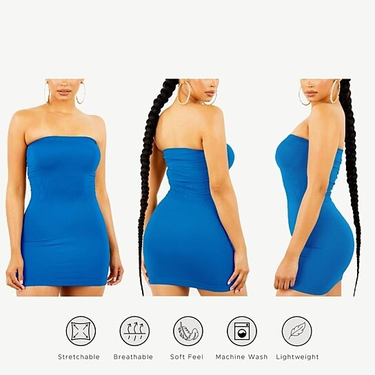 Women's Seamless Strapless Tube Dress - 3 Pack