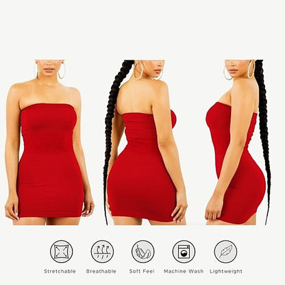 Women's Seamless Strapless Tube Dress - 3 Pack