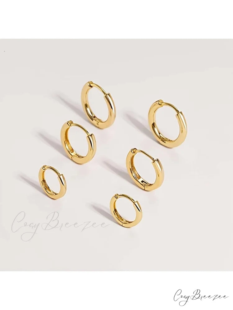 3 Pairs Huggie Hoop Earrings