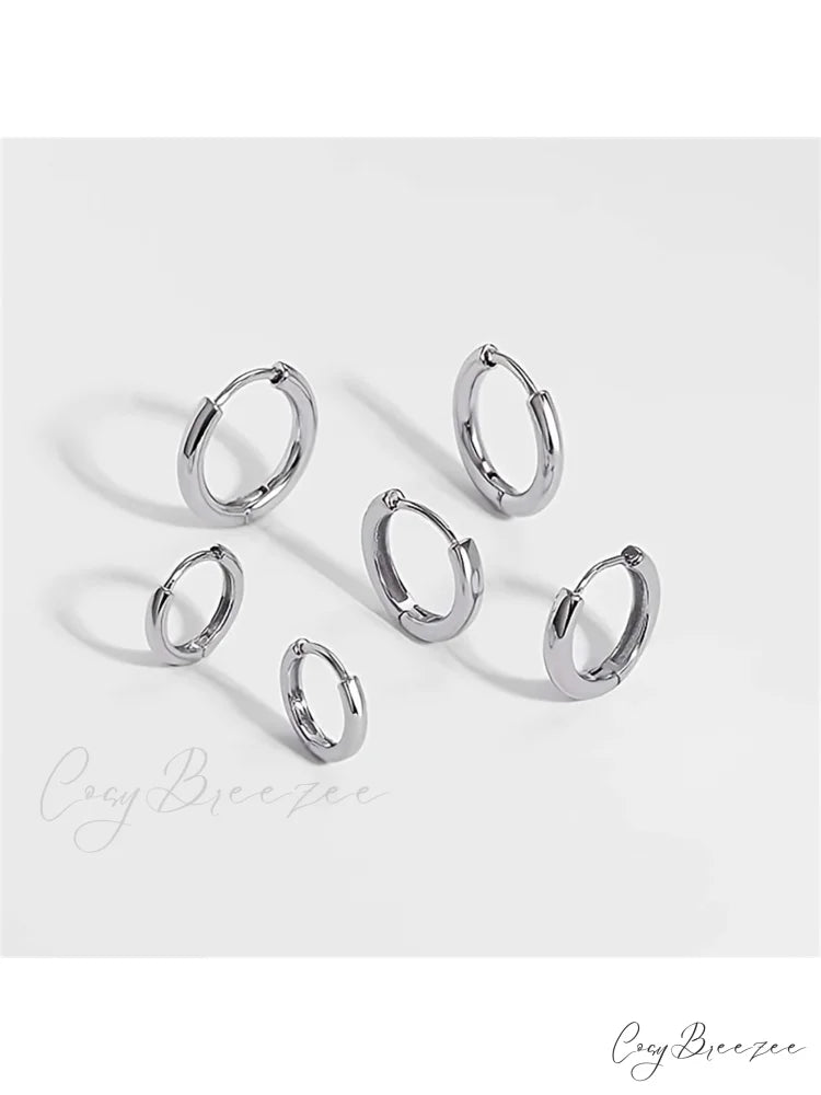 3 Pairs Huggie Hoop Earrings Silver / one-size