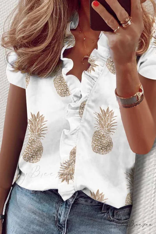 3 T-shirt in Flowered Design Colors S / Yellow