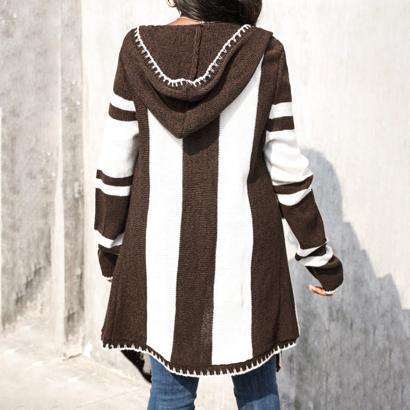 Striped Hooded Cardigan