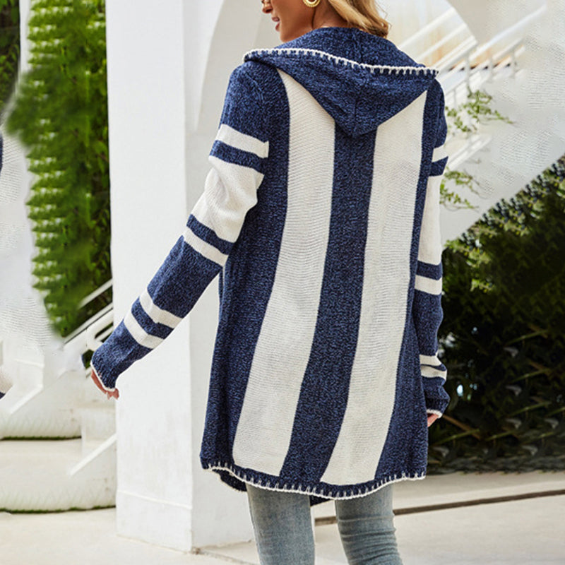 Striped Hooded Cardigan