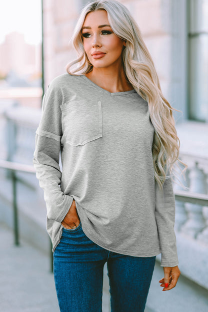 with - Arm Oversized Top Pockets Drop Gray