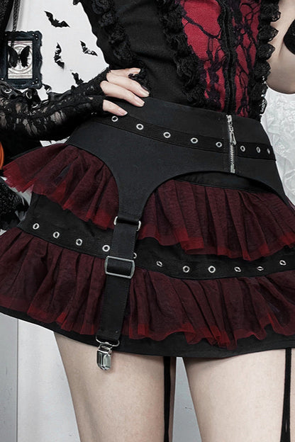 Black Swan Mesh Patch Mini Skirt