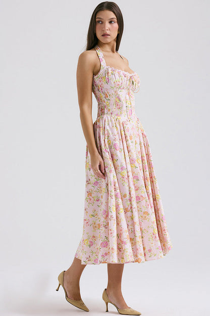 Adabella Cotton Stylish Halter Midi Sundress