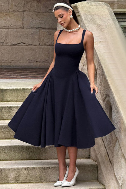 Backless Square Neck Fitted Party Dress