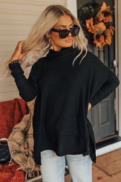 Top Neck Tunic in Shift Cowl Black