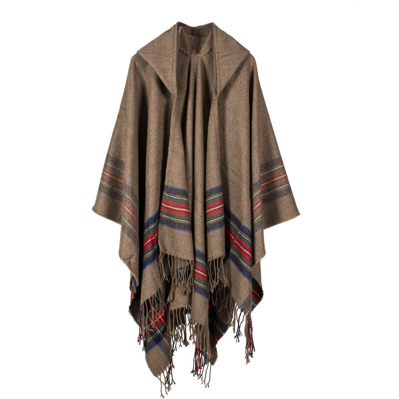 Thick Jacquard Faux Cashmere Stylish Elegant Long Warm Hooded Scarf