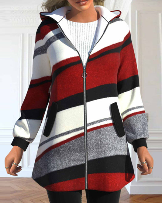 Zipper Hooded Coat