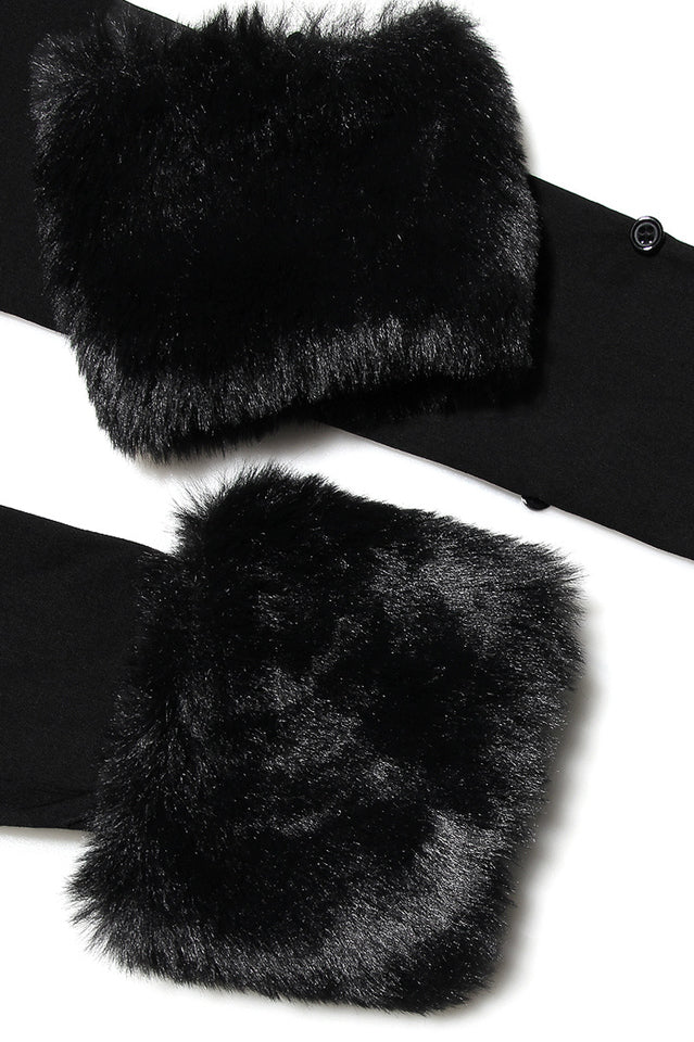 Black Faux Stylish Fur Trimmed Bustier