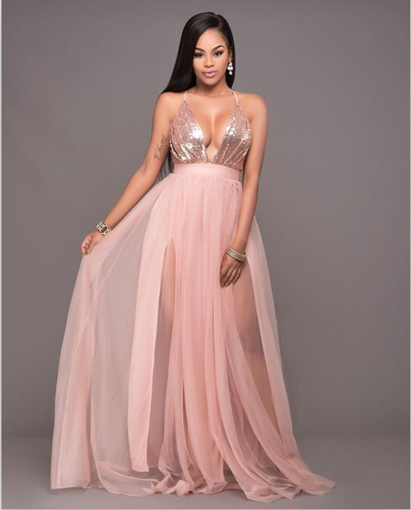 Saylor Formal Double Charming Slit Tulle Dress