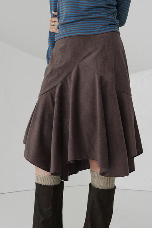 Asymmetric Draped Midi Skirt