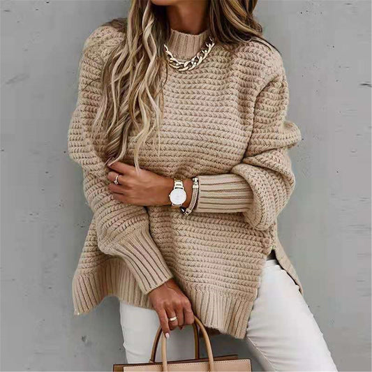 Slit Neck Round Sweater