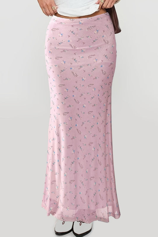 Comfortable Slim Digital Floral Print Maxi Skirt