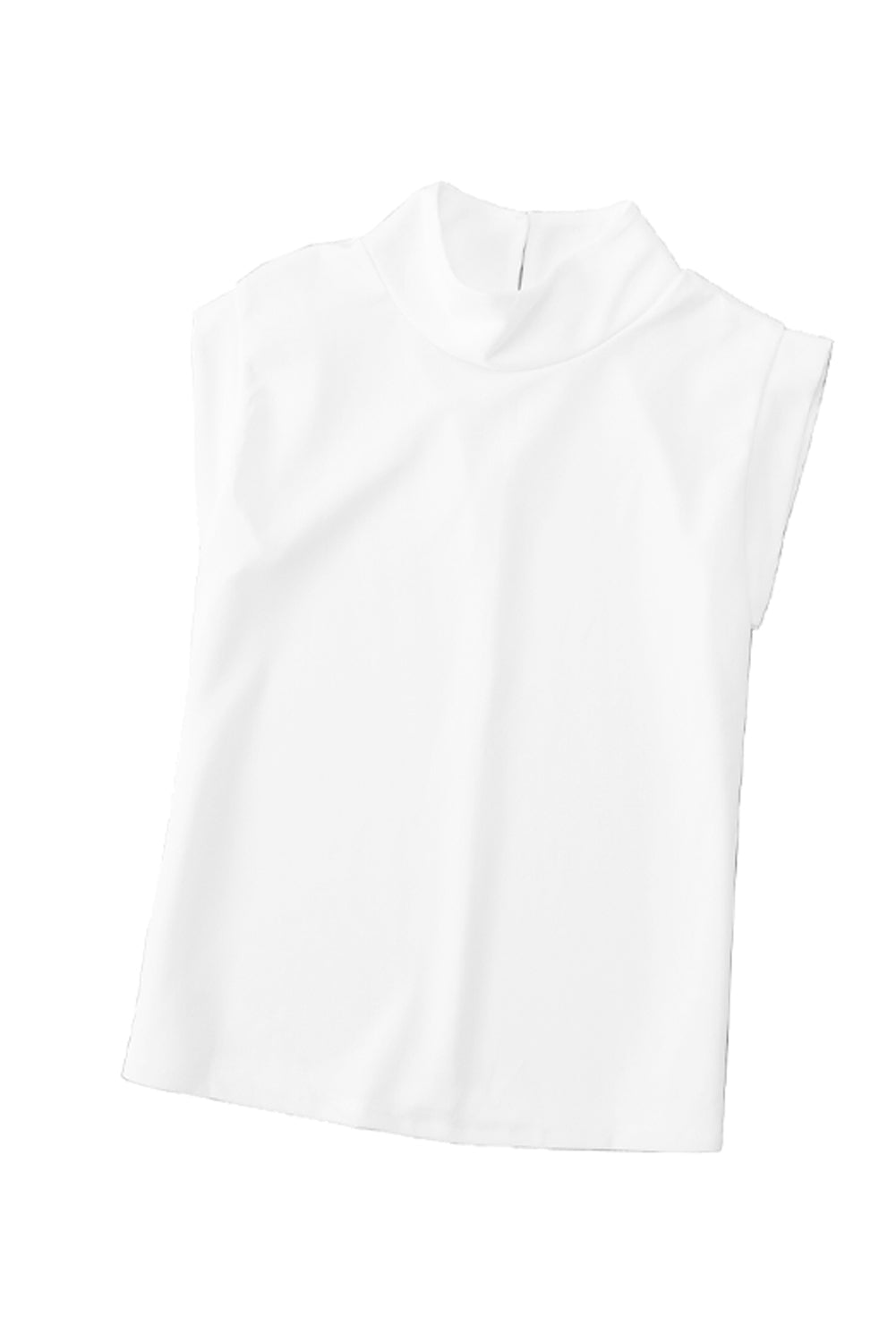 White Mock Sleeveless Solid Neck Top