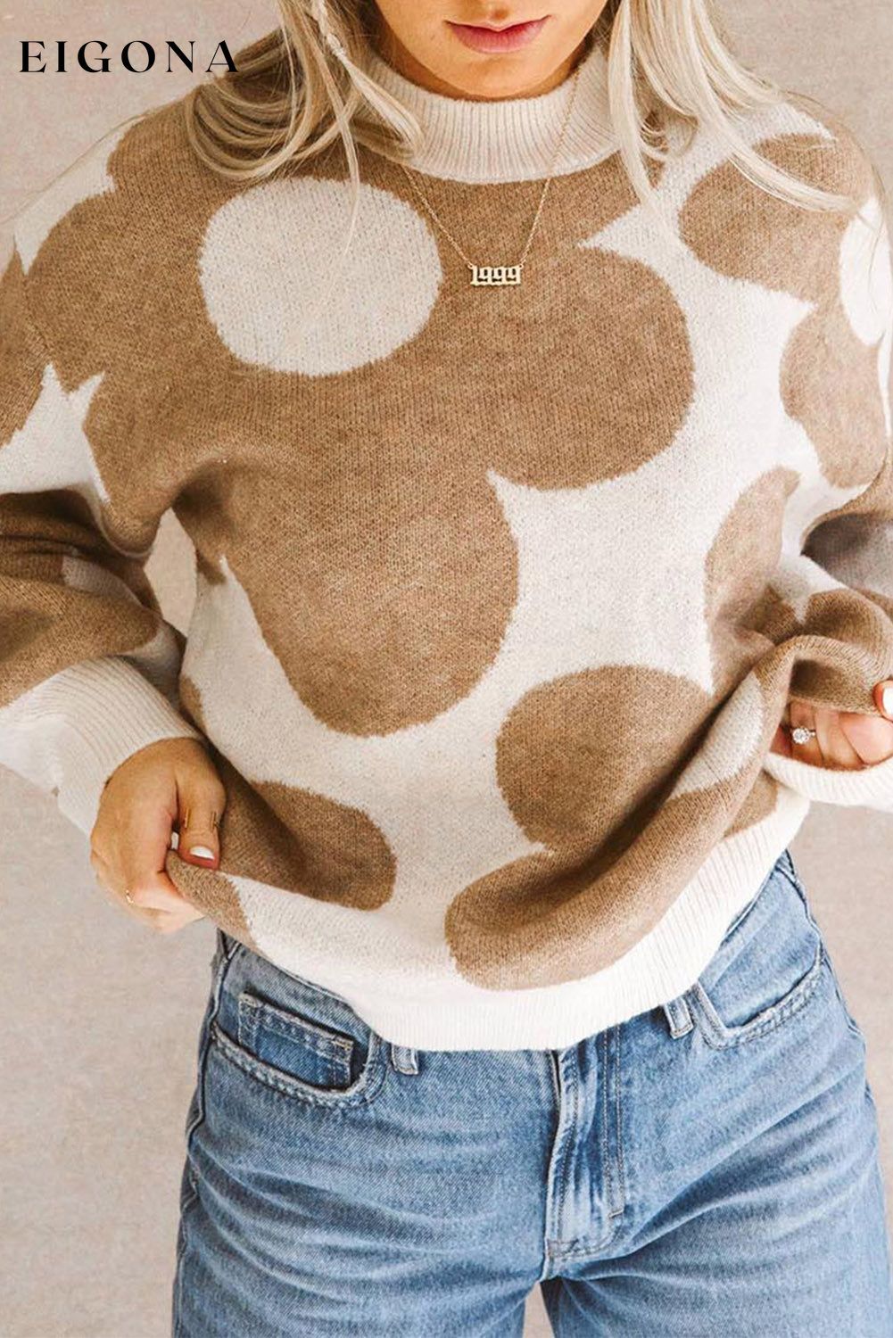 Cosybreezee - Big Flower Pattern Drop Shoulder Sweater