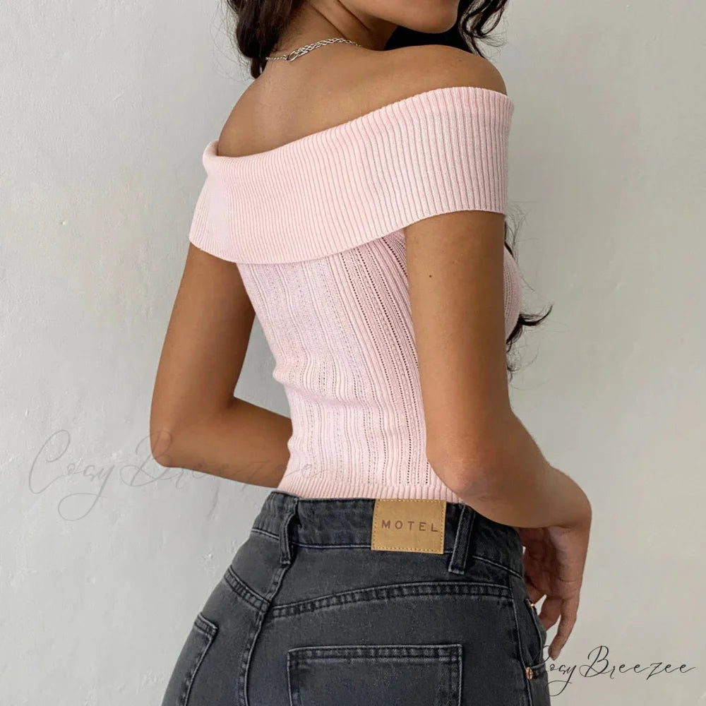 3D Floral Boat Neck Crop Top croptop-250223