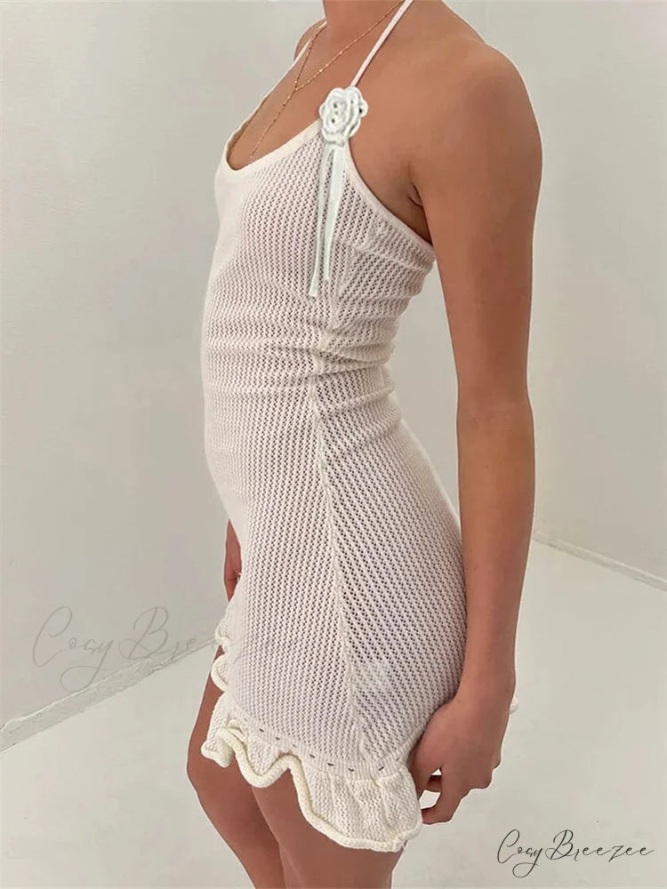 3D Floral Hollow-Out Mini Dress minidress-250223