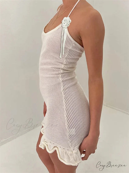 3D Floral Hollow-Out Mini Dress minidress-250223