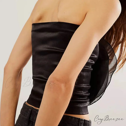 3D Flower Strapless Mesh Bandeau Crop Top Summer Streetwear croptop-250126