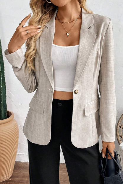 Vintage Solid Color Long Sleeve Blazer