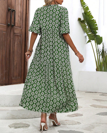 Vintage geometric print maxi dress