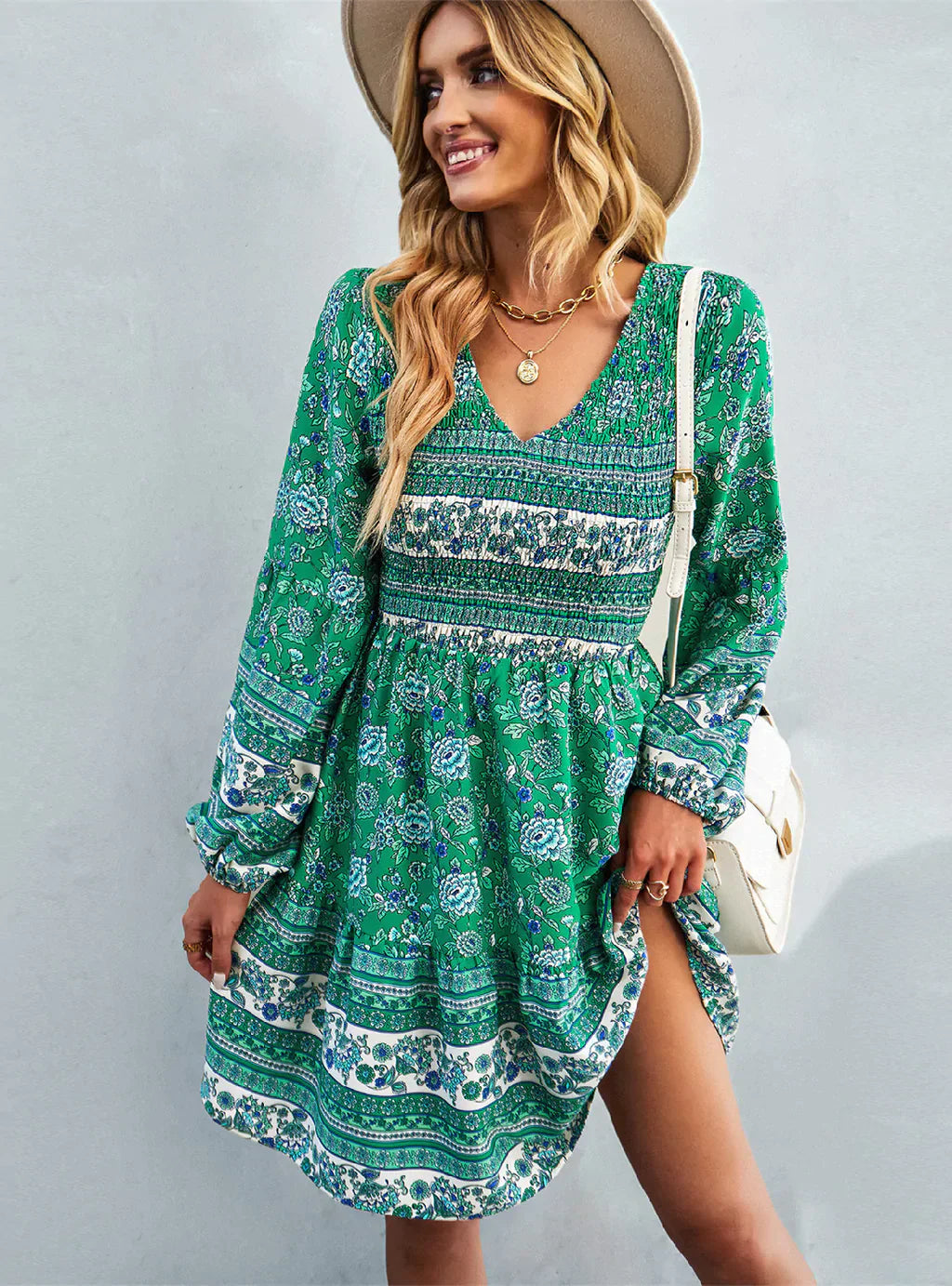 Bohemian Design Arm Long Dress