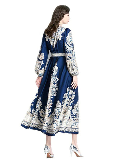 with Gown Patterned Lantern Sleeves