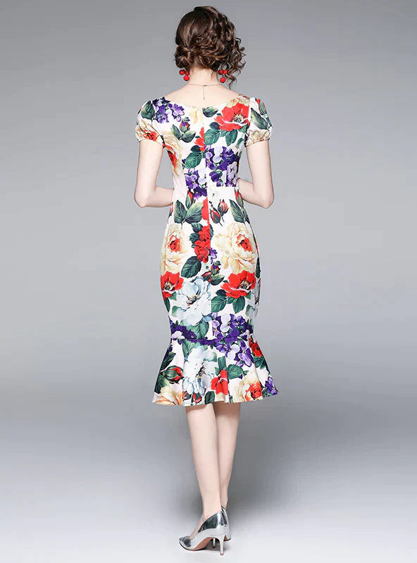 Short Sleeve Print Dress - Summer Hip Slim Fit