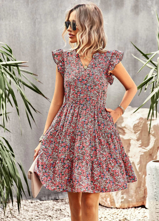 WOMEN HOLIDAY PRINT DRESS