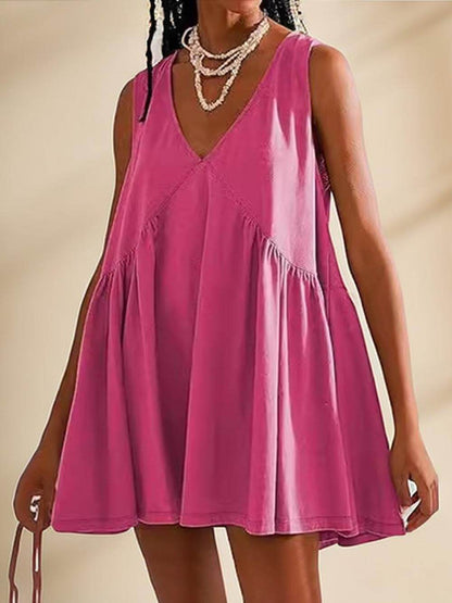 Deep V Wide Charming Strap Mini Tank Dress