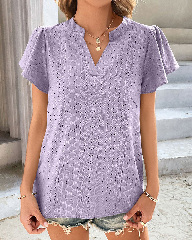 T-shirt Ruffle with V-neck Sleeves