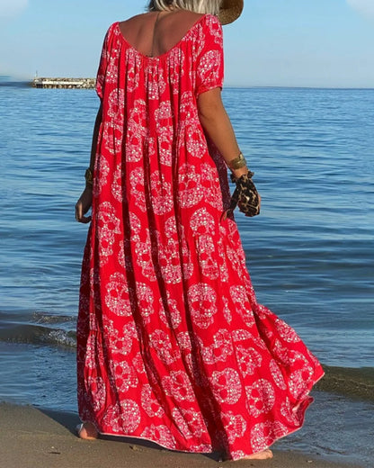 Skull Print Maxi Dress