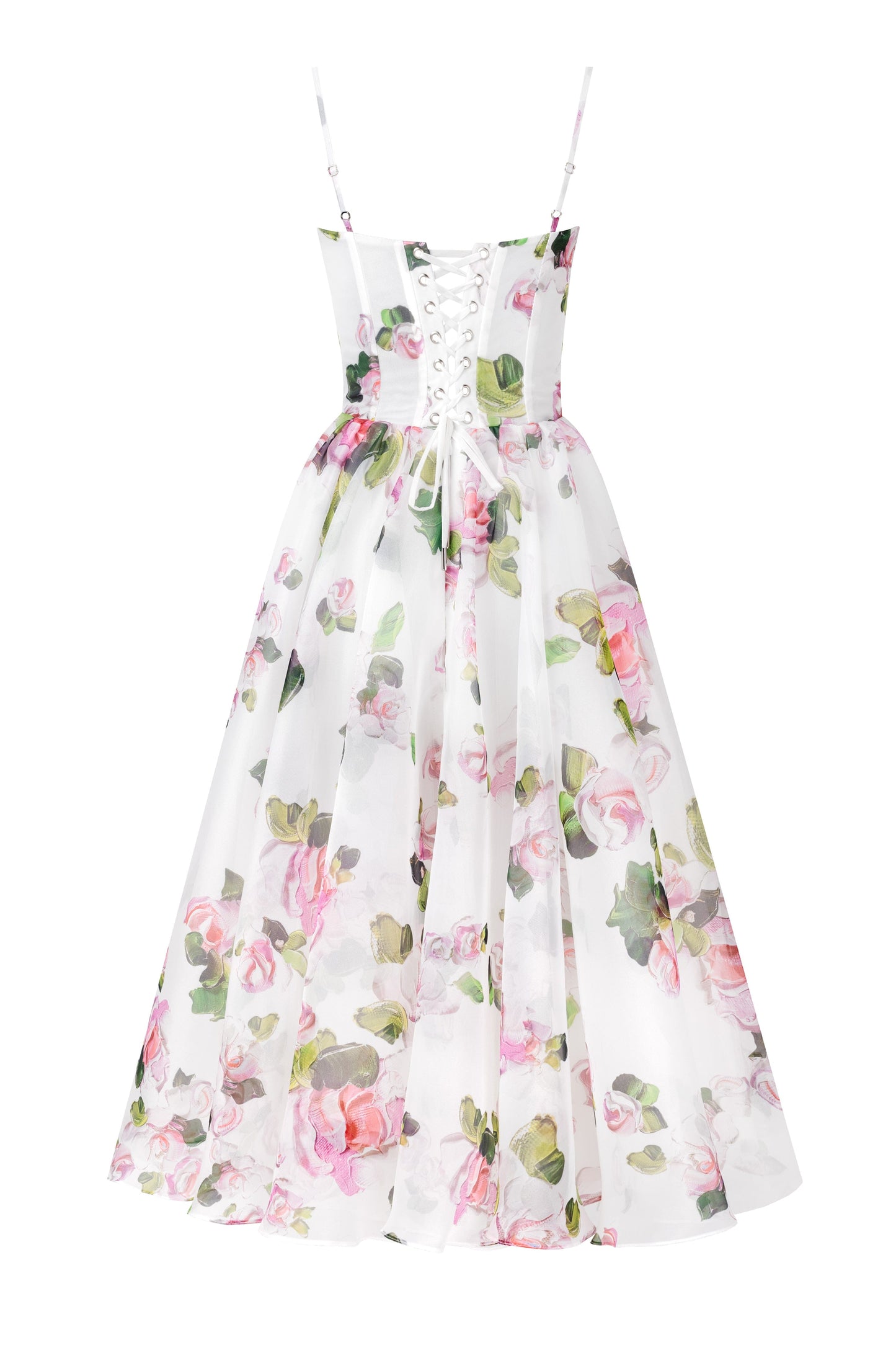 Apple Blossom Spaghetti Charming Strap Midi Dress