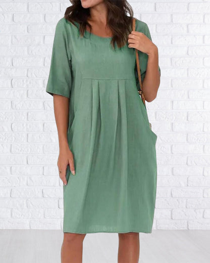 Solid Color Dress with Pockets