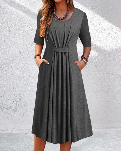 Round neck dress with half sleeves