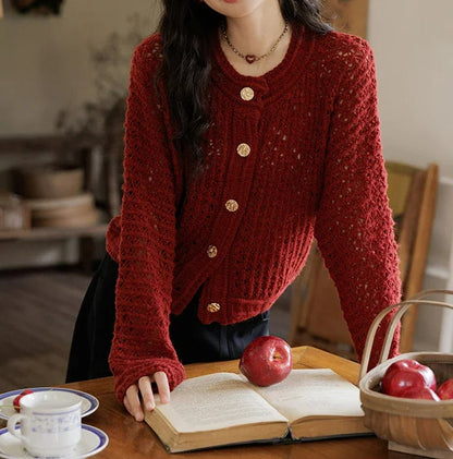 Wool Yarn Vintage Hollow Cardigan